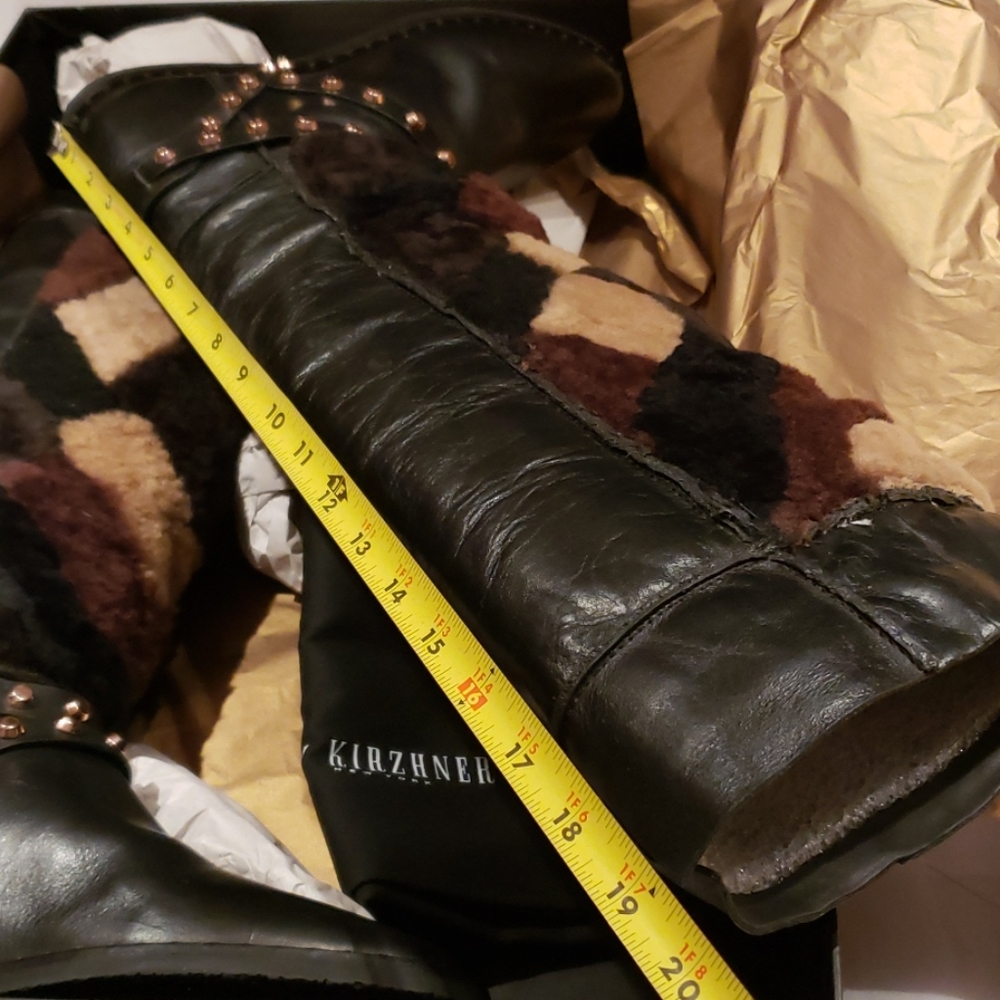 Ivy Kirzhner New BOOTS Luxe TALL Hidden Wedge Stud Leather Shearling BLACK - Picture 16 of 16